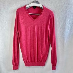 J Crew Slim fit Merino Wool V neck sweater in shade of orange size Large